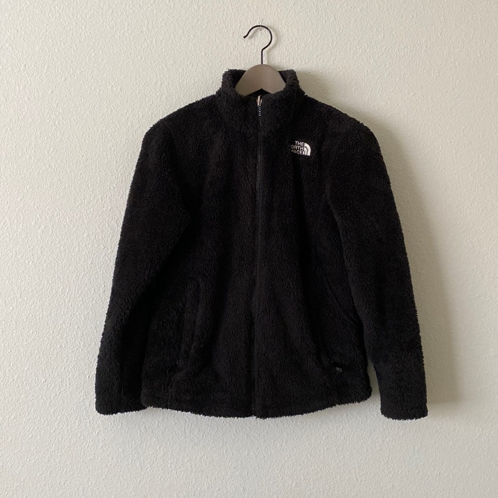 The north face full zipper fleece jacket black activewear camping outdoor